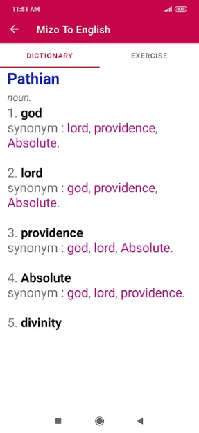 Mizo To English Dictionary appscreenshot4