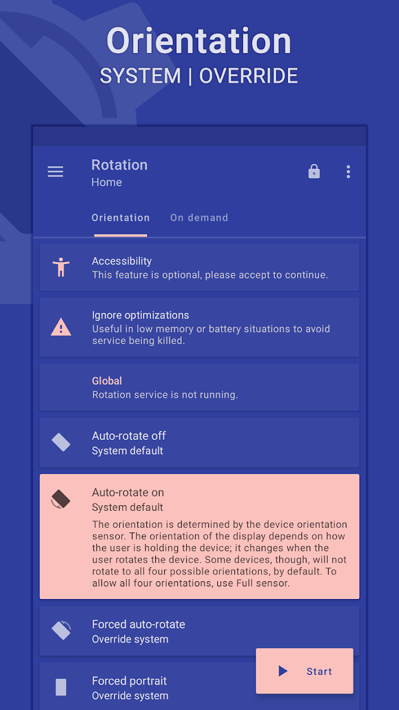 Rotation Orientation Manager apkscreenshot1